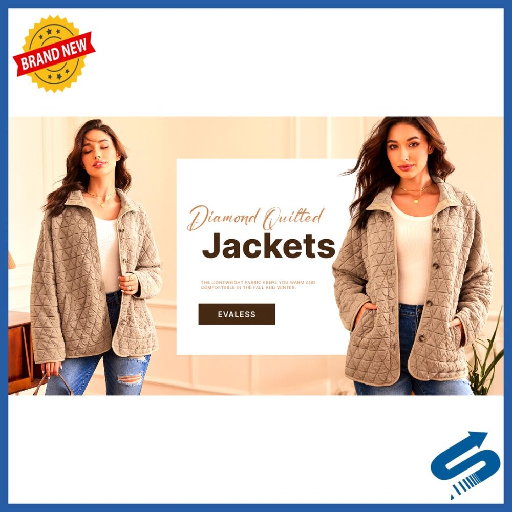 Lightweight Diamond Quilted Jacket Button Down Pu… - image 6